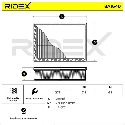 Filtr Powietrza RIDEX 8A1640 8A1640 - foto 6