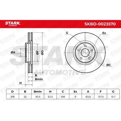 Tarcza hamulcowa Stark SKBD-0023570 SKBD-0023570 - foto 5