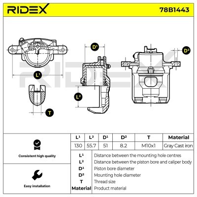 Zacisk Hamulcowy RIDEX 78B1443 78B1443 - foto 3