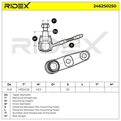 Sworzeń wahacza RIDEX 2462S0250 2462S0250 - foto 5