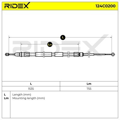 Linka Hamulca Ręcznego RIDEX 124C0200 124C0200 - foto 6