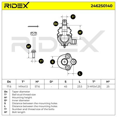 Sworzeń wahacza RIDEX 2462S0140 2462S0140 - foto 7