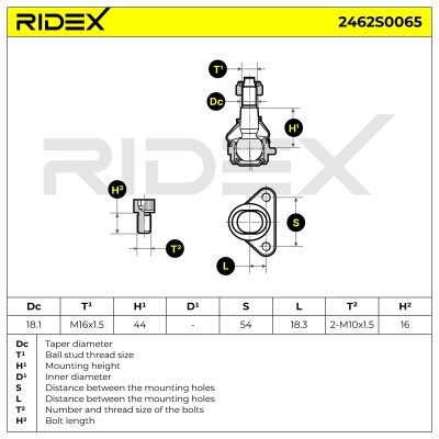 Sworzeń wahacza RIDEX 2462S0065 2462S0065 - foto 5