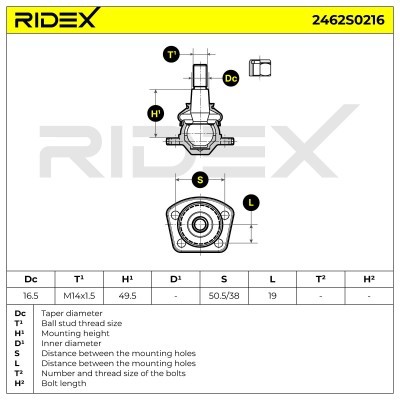 Sworzeń wahacza RIDEX 2462S0216 2462S0216 - foto 5