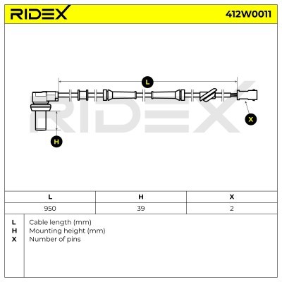 Czujnik ABS RIDEX 412W0011 412W0011 - foto 6