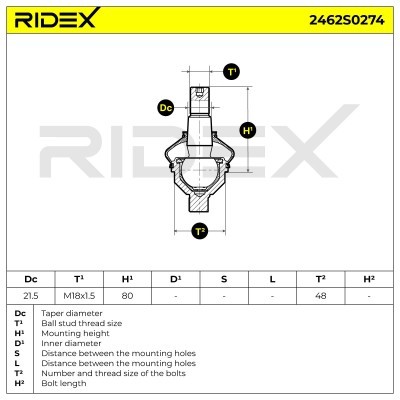Sworzeń wahacza RIDEX 2462S0274 2462S0274 - foto 6