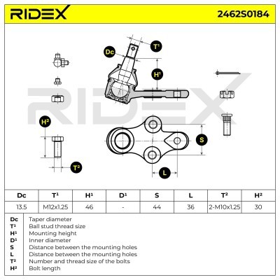 Sworzeń wahacza RIDEX 2462S0184 2462S0184 - foto 6