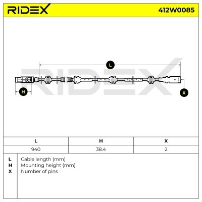 Czujnik ABS RIDEX 412W0085 412W0085 - foto 7