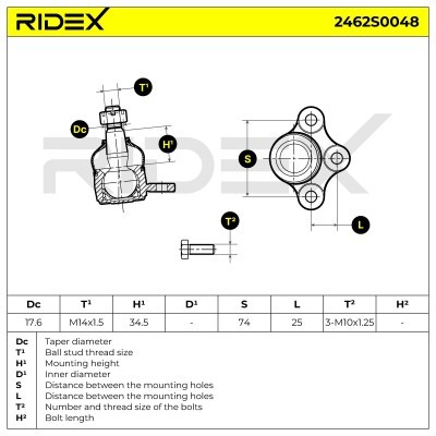 Sworzeń wahacza RIDEX 2462S0048 2462S0048 - foto 5