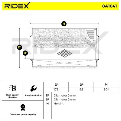 Filtr Powietrza RIDEX 8A1641 8A1641 - foto 6