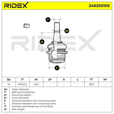 Sworzeń wahacza RIDEX 2462S0105 2462S0105 - foto 5