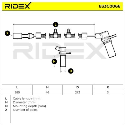 Czujnik Obrotów Wału RIDEX 833C0066 833C0066 - foto 4