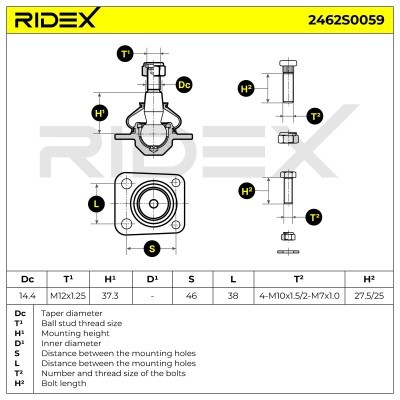 Sworzeń wahacza RIDEX 2462S0059 2462S0059 - foto 5