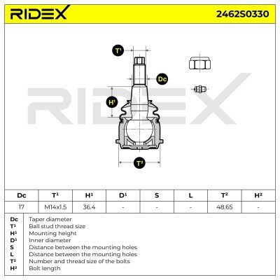 Sworzeń wahacza RIDEX 2462S0330 2462S0330 - foto 5