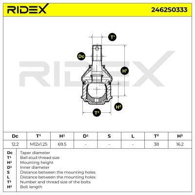 Sworzeń wahacza RIDEX 2462S0333 2462S0333 - foto 8