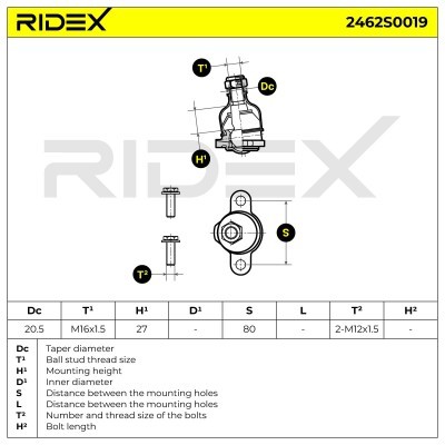 Sworzeń wahacza RIDEX 2462S0019 2462S0019 - foto 3