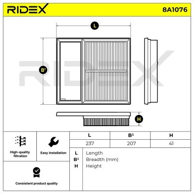 Filtr Powietrza RIDEX 8A1076 8A1076 - foto 5