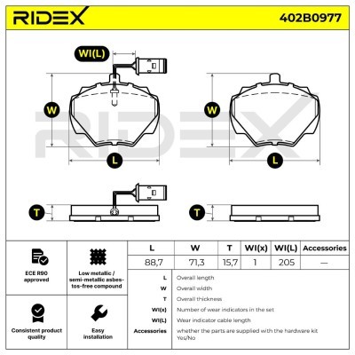 Klocki hamulcowe RIDEX 402B0977 402B0977 - foto 8