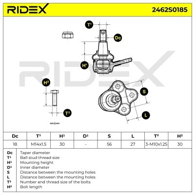 Sworzeń wahacza RIDEX 2462S0185 2462S0185 - foto 7