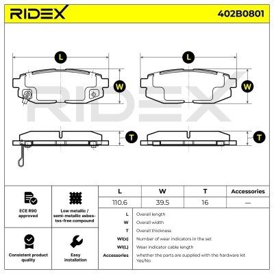 Klocki hamulcowe RIDEX 402B0801 402B0801 - foto 8