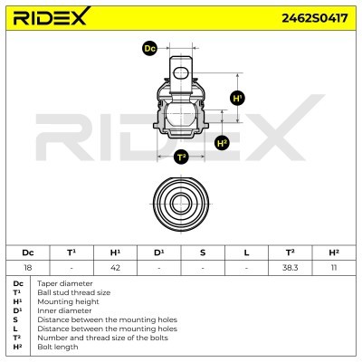 Sworzeń wahacza RIDEX 2462S0417 2462S0417 - foto 12