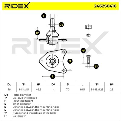 Sworzeń wahacza RIDEX 2462S0416 2462S0416 - foto 5