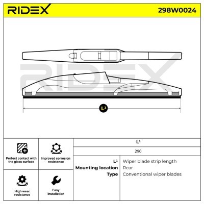 Щетка стеклоочистителя заднего стекла RIDEX 298W0024 298W0024 - foto 5