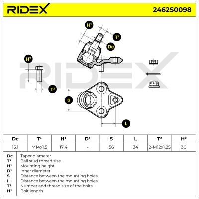 Sworzeń wahacza RIDEX 2462S0098 2462S0098 - foto 7