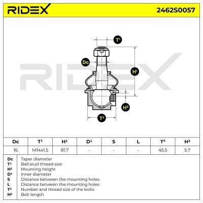 Sworzeń wahacza RIDEX 2462S0057 2462S0057 - foto 6
