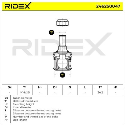 Sworzeń wahacza RIDEX 2462S0047 2462S0047 - foto 3