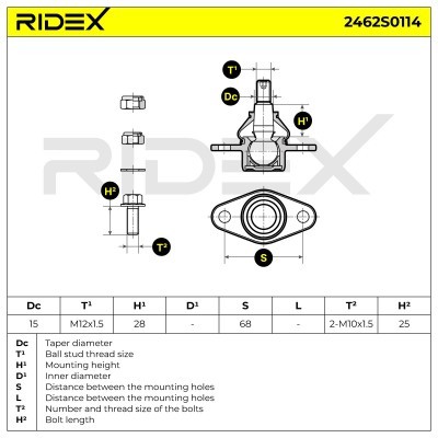 Sworzeń wahacza RIDEX 2462S0114 2462S0114 - foto 6