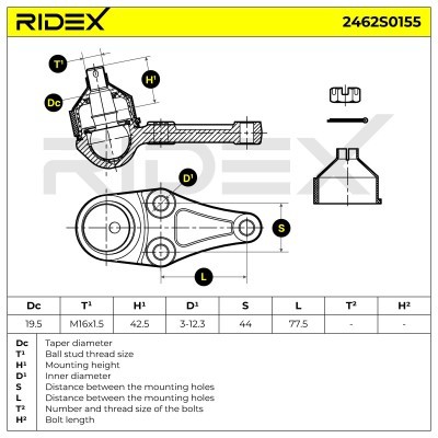 Sworzeń wahacza RIDEX 2462S0155 2462S0155 - foto 5