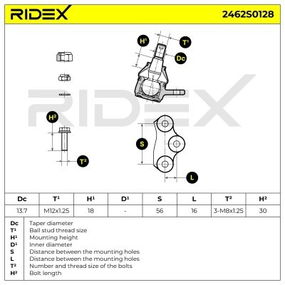 Sworzeń wahacza RIDEX 2462S0128 2462S0128 - foto 6