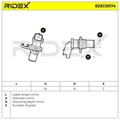 Czujnik Obrotów Wału RIDEX 833C0074 833C0074 - foto 6