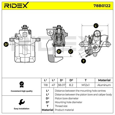 Zacisk Hamulcowy RIDEX 78B0122 78B0122 - foto 5