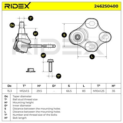 Sworzeń wahacza RIDEX 2462S0400 2462S0400 - foto 5
