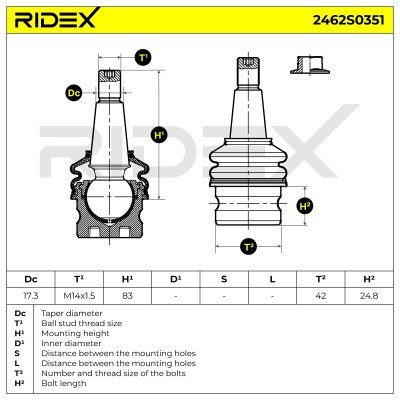 Sworzeń wahacza RIDEX 2462S0351 2462S0351 - foto 5