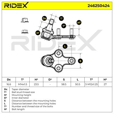 Sworzeń wahacza RIDEX 2462S0424 2462S0424 - foto 6