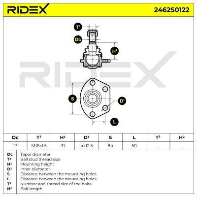 Sworzeń wahacza RIDEX 2462S0122 2462S0122 - foto 5