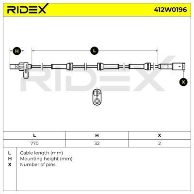 Czujnik ABS RIDEX 412W0196 412W0196 - foto 7
