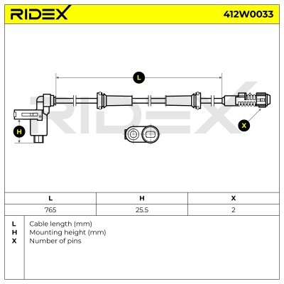 Czujnik ABS RIDEX 412W0033 412W0033 - foto 6