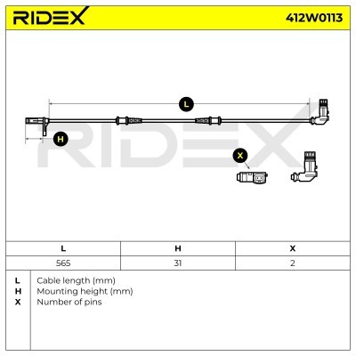 Czujnik ABS RIDEX 412W0113 412W0113 - foto 4