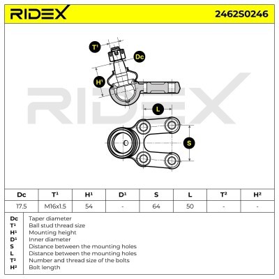 Sworzeń wahacza RIDEX 2462S0246 2462S0246 - foto 6