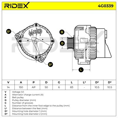 Alternator RIDEX 4G0339 4G0339 - foto 5