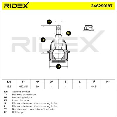 Sworzeń wahacza RIDEX 2462S0187 2462S0187 - foto 6