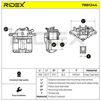 Zacisk Hamulcowy RIDEX 78B1244 78B1244 - foto 5