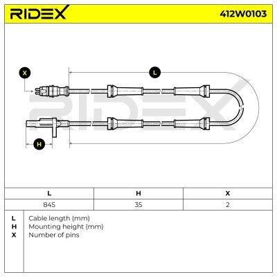 Czujnik ABS RIDEX 412W0103 412W0103 - foto 6