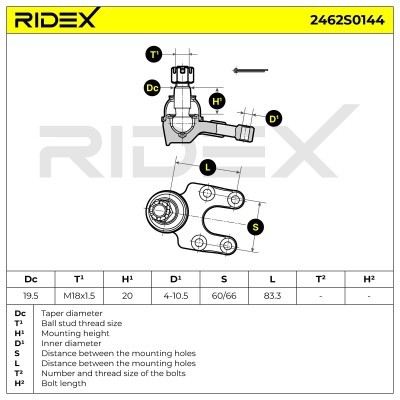 Sworzeń wahacza RIDEX 2462S0144 2462S0144 - foto 7