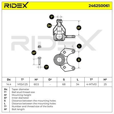 Sworzeń wahacza RIDEX 2462S0061 2462S0061 - foto 5