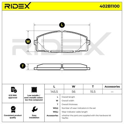 Klocki hamulcowe RIDEX 402B1100 402B1100 - foto 7
